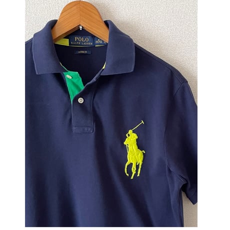USED POLOラルフローレン BIGポニーポロシャツ M 紺 CUSTOM FIT