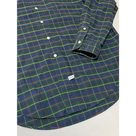 USED 90's POLOラルフローレン タータンチェック ボタンダウンシャツM