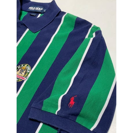 90's POLO GOLF US OPEN ストライプポロシャツ L