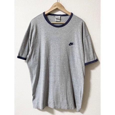 USED 90's NIKE リンガーTシャツ　L ロゴ　刺繍