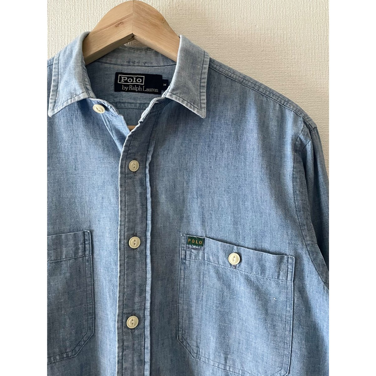 Polo RALPH LAUREN ダンガリーシャツ 白タグ 猫目ボタン Polo RALPH
