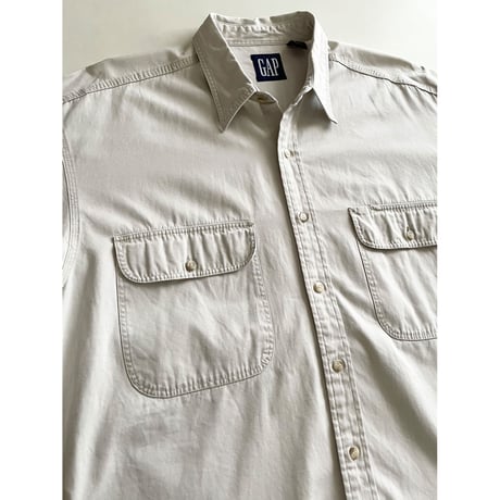 USED 90's OLD  GAP ワークシャツ L アイボリー