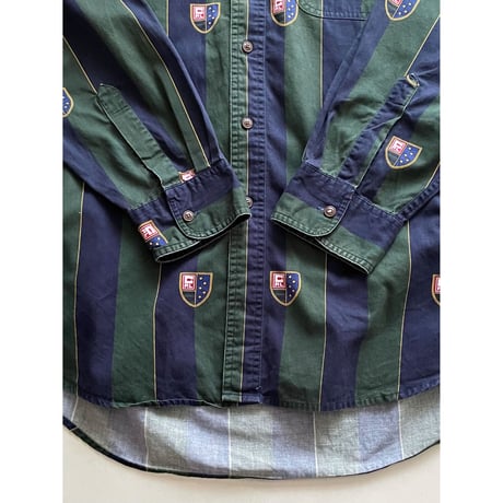 USED CHAPS ラルフローレン エンブレム　ストライプシャツ XL