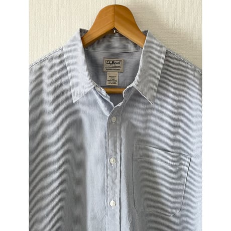 USED LL Bean ストライプシャツ L ブルー　コードレーン