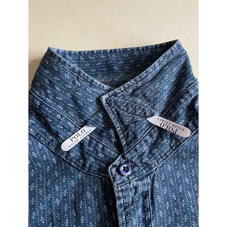 USED POLO ラルフローレン ワイドカラー　インディゴシャツ XL