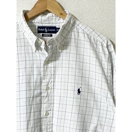 USED Ralph Lauren CLASSIC FIT チェック　ボタンダウンシャツ 17 32/33