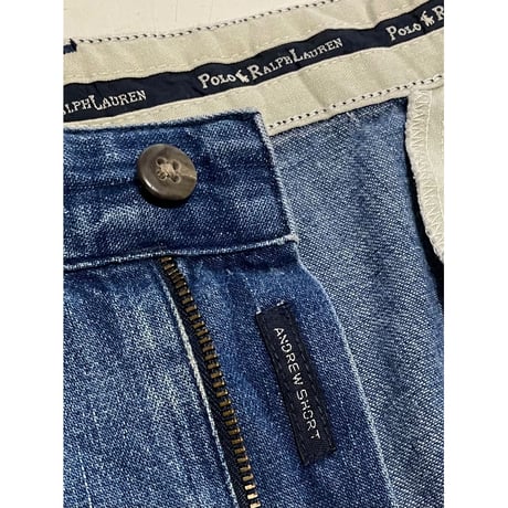 USED POLO ラルフローレン 90's ツータックデニムショートパンツ  ANDREW SHORT 35