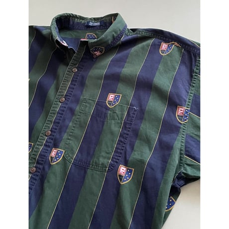 USED CHAPS ラルフローレン エンブレム　ストライプシャツ XL