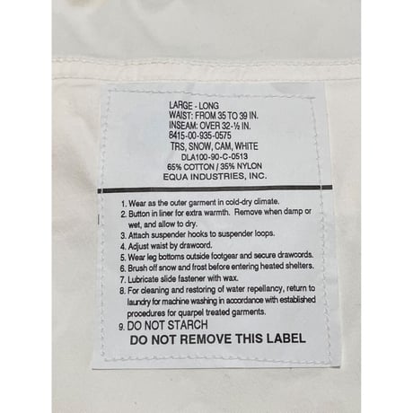 DEAD STOCK US ARMY スノーカモトラウザー  LARGE デッドストック