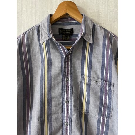 USED Eddi Bauer エディーバウアー 80〜90's 黒タグ　ストライプシャツ  L