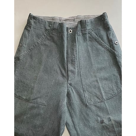 USED スイス軍　デニムワークパンツ　メタルボタン 34/28相当 73