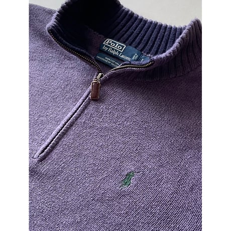 USED POLO ラルフローレン ハーフZIPコットンセーター L