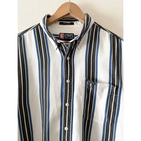 USED 90's CHAPS ラルフローレン ストライプボタンダウンシャツ XL