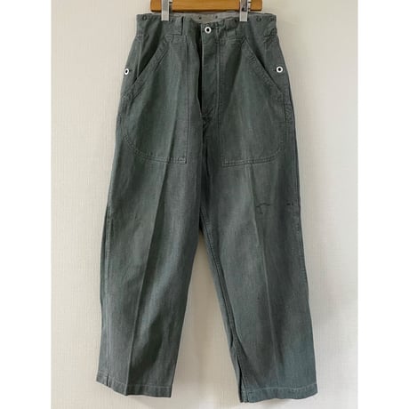 USED スイス軍　デニムワークパンツ 32/28相当 メタルボタン 58