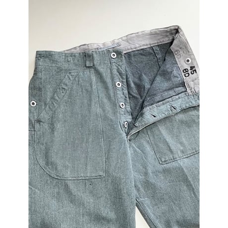 VINTAGE  60's スイス軍　デニムワークパンツ 前期型　45/80 アルミボタン