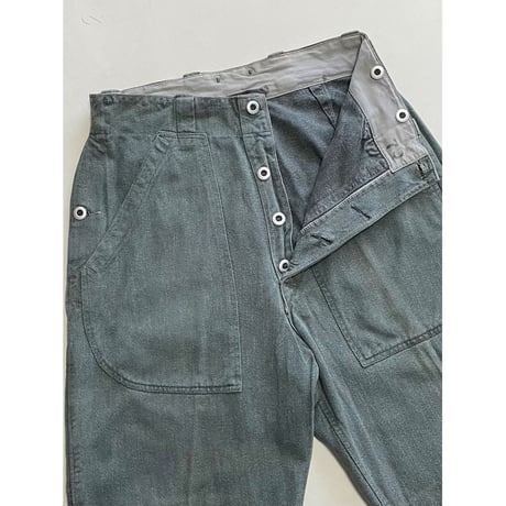 USED スイス軍　デニムワークパンツ 32/28相当 メタルボタン 58