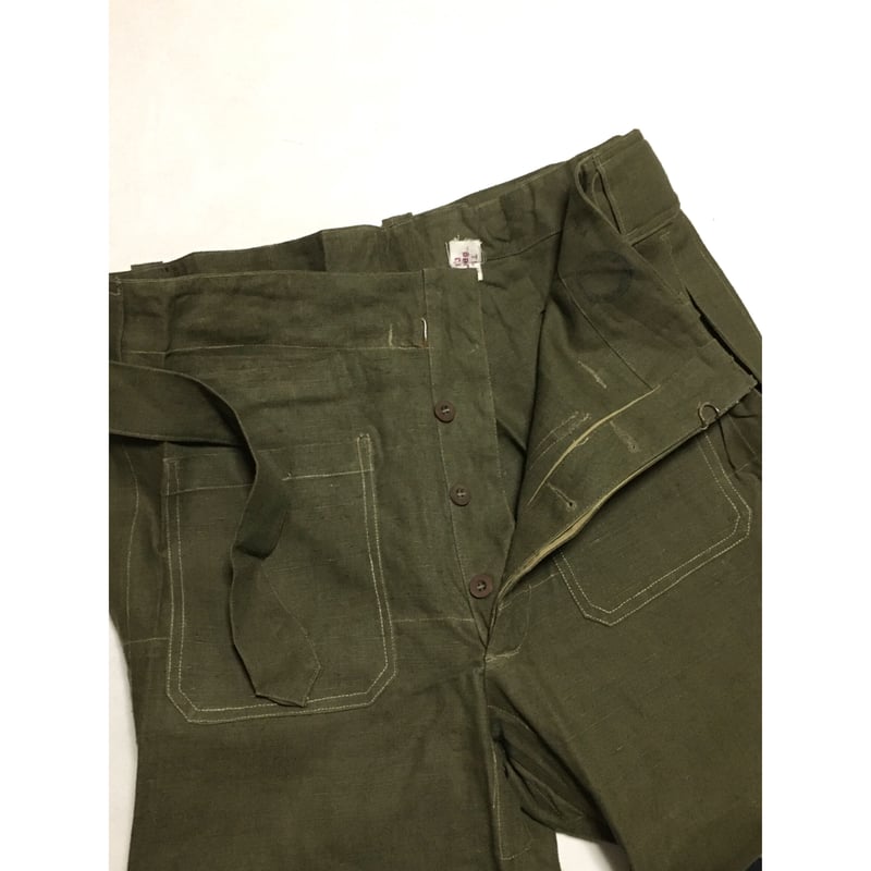 DEAD STOCK フランス軍 モーターサイクルパンツ リネン混 デッド