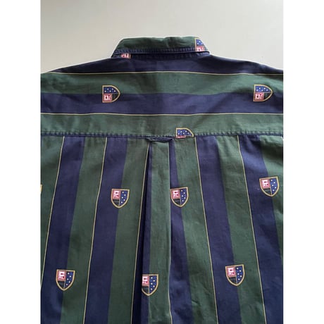 USED CHAPS ラルフローレン エンブレム　ストライプシャツ XL