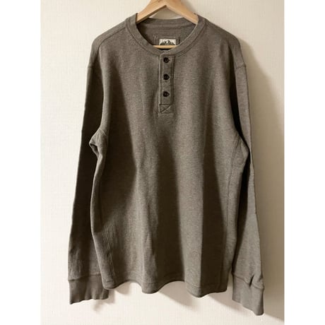 USED EDDIE BAUER ヘンリーネックワッフルTシャツ BRN Lサイズ