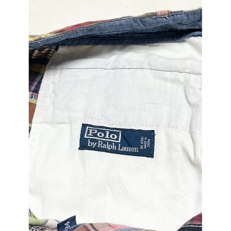 USED POLO ラルフローレン マドラスチェックパッチワークショートパンツ  34