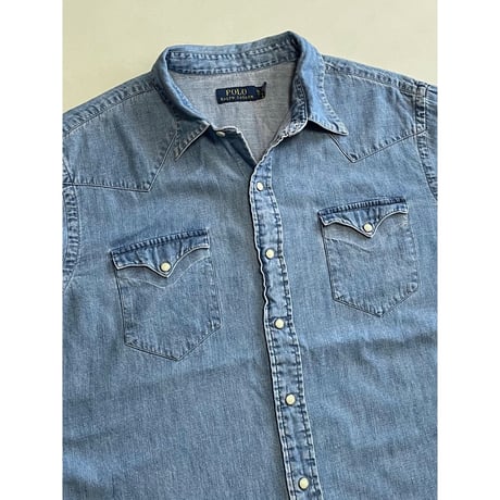 USED POLO ラルフローレン デニムウエスタンシャツ  XL