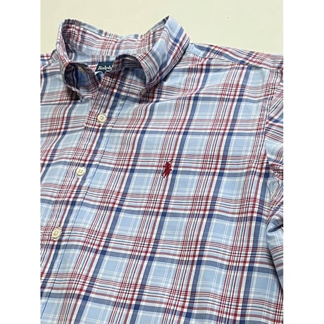 USED POLO ラルフローレン ボタンダウン　チェック半袖シャツ　 L