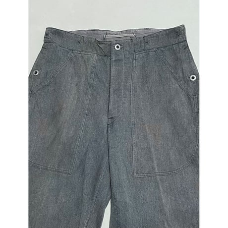 USED スイス軍　デニムワークパンツ 34/28相当　メタルボタン 65