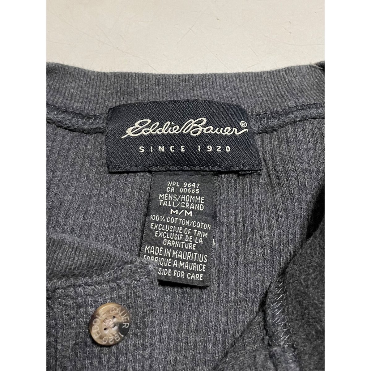 USED エディーバウアー ヘンリーネックワッフルTシャツ M 黒タグ USED エディーバウアー ヘンリーネックワッフルTシャツ M 黒タグ