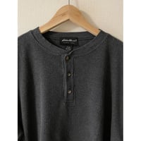 USED エディーバウアー　ヘンリーネックワッフルTシャツ M 黒タグ