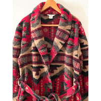 USED Woolrich レディース　ネイティブ柄　フリースガウン S/M