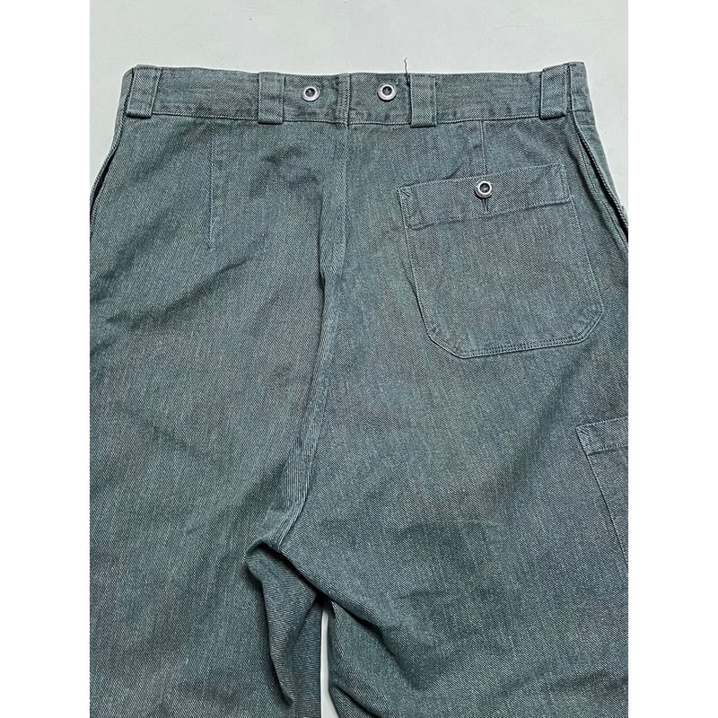 USED スイス軍 デニムワークパンツ 初期型 メタルボタン 34/30
