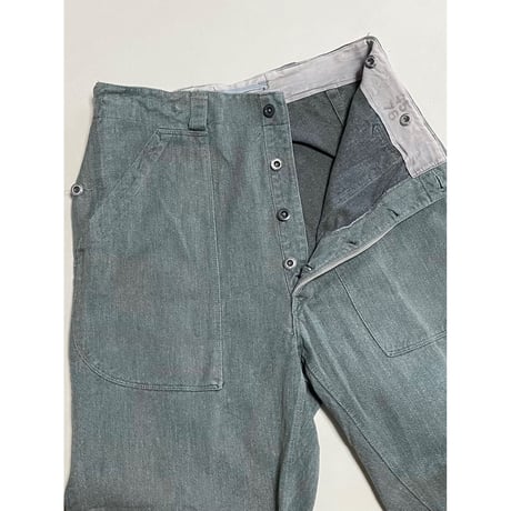 VINTAGE 60〜70's スイス軍　デニムワークパンツ 前期型 アルミボタン　45/76