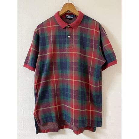 USED 90's POLOラルフローレン USA製　タータンチェック ポロシャツ M
