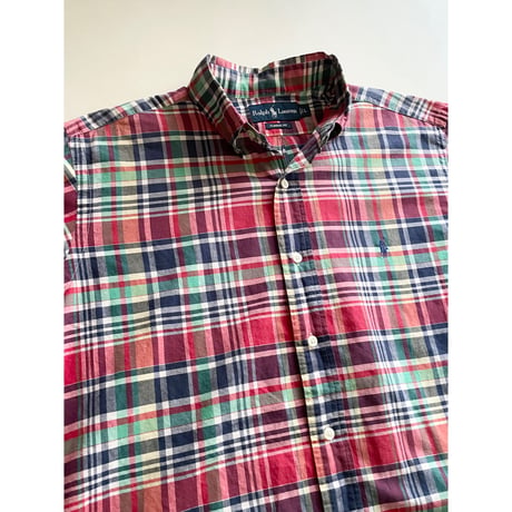 USED ラルフローレン ボタンダウンマドラスチェックシャツ  L