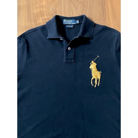 USED POLO ラルフローレン BIGポニーポロシャツ CUSTOM FIT 黒 XS
