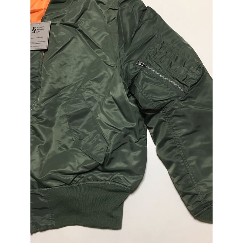 VALLEY APPAREL バレイアパレル MA-1 オリーブ MADE in USA | VALLEY APPAREL バレイアパレル MA-1 オリーブ MADE in USA |