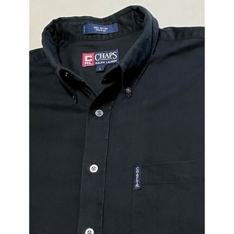 USED 90's アメリカ製 CHAPS ラルフローレン B/Dシャツ ブラック L