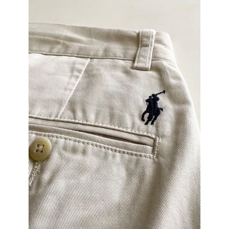 USED 90's POLO ラルフローレン ツータックチノ ETHAN 32/32 ライトベージュ