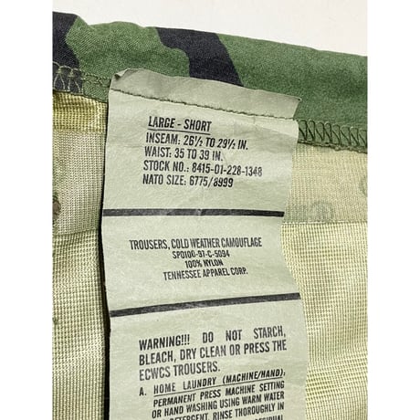 DEAD STOCK 米軍　ECWCS GEN1 ゴアテックスパンツ LARGE-SHORT