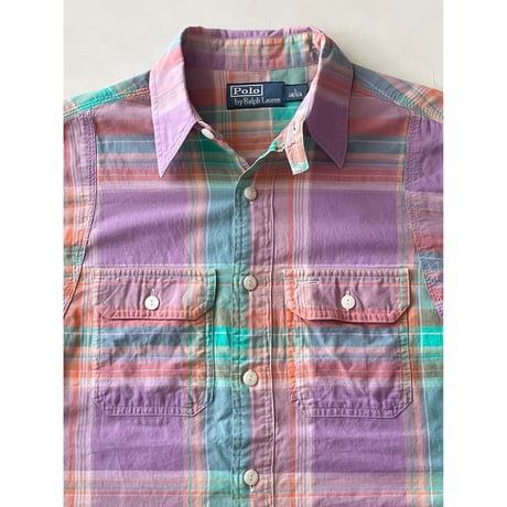 USED Ralph Lauren マドラスチェックワークシャツ S