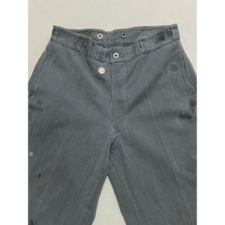 USED スイス軍　デニムワークパンツ　メタルボタン 32/28相当 37