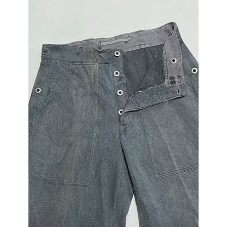 USED スイス軍　デニムワークパンツ 34/28相当　メタルボタン 65