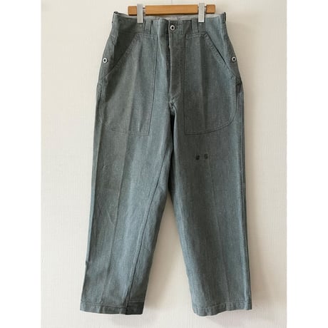 USED スイス軍　デニムワークパンツ　メタルボタン 34/28相当 73