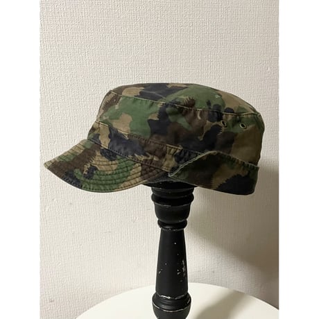 USED 90's スイス軍 TAZ90カモ　ワークキャップ 60