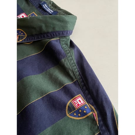 USED CHAPS ラルフローレン エンブレム　ストライプシャツ XL