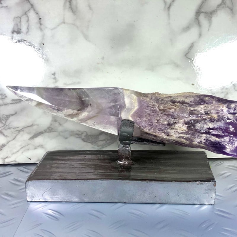 手彫り・研磨】アメジストの模造ナイフ【ファントム刃・濃色紫水晶