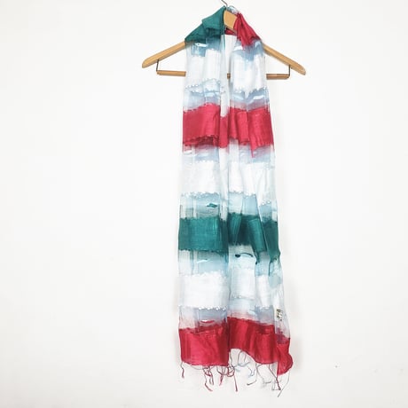 シルクコットン　ストール・silk cotton stole - foulard/ tricolore(rouge-vert-blanc)