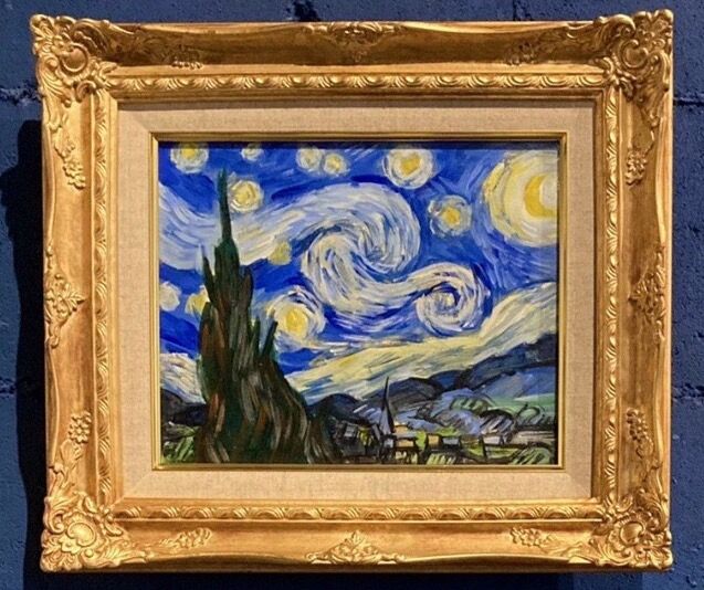 ゴッホ 星月夜 絵画 木製額入り 38㎝×43㎝ A.キャンバス 額縁付「ゴッホ “星月夜”」 | Art work shop