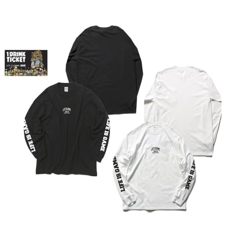 THE GAME L/S T-shirts(B) White or Black＋ドリンクチケット1枚 SET