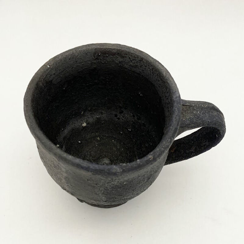 人気作家★加地学【師：森岡成好】★窯変黒フリーカップ【大】 人気作家☆加地学【師：森岡成好】☆窯変黒麦酒器（フリーカップ